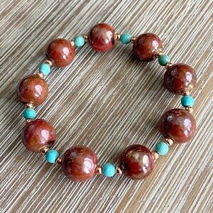 Magnesite and Czech glass bracelet